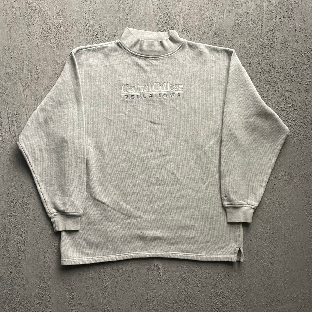Vintage Central College Mock Neck Sweatshirt Mens XL Grey 90s JanSport